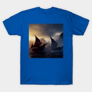 Viking Raiders on Longships T-Shirt